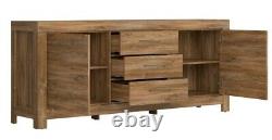 Modern Large Sideboard Dresser Storage Cabinet 2m 200cm Medium Oak Effect Gent