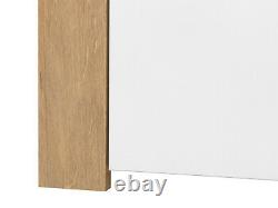 Modern Sideboard White Gloss Oak Finish Cabinet 4 Door Square Cupboard Balder