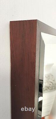 Modern Style Bevelled Walnut Art Deco Wall Mirror Solid Oak Wood Design 65x95cm