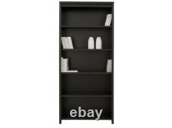 Modern Tall Bookcase Shelving Display Storage Shelf Unit Wenge Dark Wood Kaspian