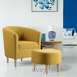 Modern Upholstered Accent Sofa Chair Armchair Leisure Single Sofa with Footstool