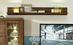 Modern Wall Shelf and LED Lights 200cm 2m Display Storage Medium Oak Effect Gent