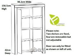 Modern White Gloss Oak Effect Compact 1 Door Unit Shelving Bookcase 156cm Holten