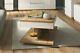 Modern White Gloss Oak Finish Coffee Table Shelf Rectangle Living Room Erla