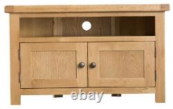 Montreal Oak 2 Door Corner TV Cabinet / Rustic Solid Wood Living Room Furniture