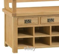 Montreal Oak Large Monks Bench / Rustic Solid Wood Hall Storage Unit with Holes