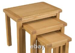 Montreal Solid Oak Nest of 3 Tables / Rustic Solid Wood Lamp Tables / End Units