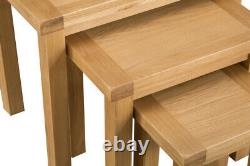 Montreal Solid Oak Nest of 3 Tables / Rustic Solid Wood Lamp Tables / End Units