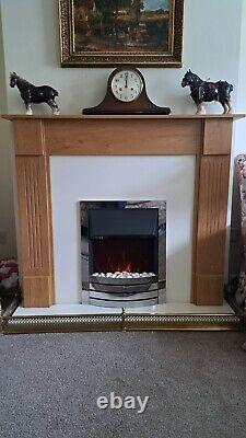 NICE ELECTRIC FIRE SUITE & HEARTH w SOLID BRASS FRETWORK FENDER COLL. LEEK ST13