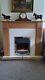 Nice Electric Fire Suite & Hearth W Solid Brass Fretwork Fender Coll. Leek St13