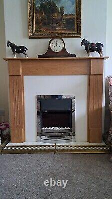 NICE ELECTRIC FIRE SUITE & HEARTH w SOLID BRASS FRETWORK FENDER COLL. LEEK ST13