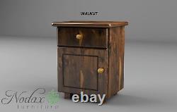 NODAX New Solid Wooden Pine Bedside Cabinet Side Table Walnut Oak Alder B4