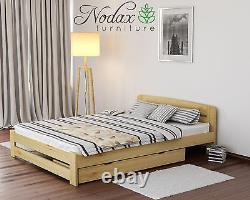 NODAX New Solid Wooden Pine Double Bedframe 4ft6in ^Option Under Bed Drawer^