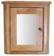 Natural Oak Bathroom Cupboard Corner Mirror Cabinet 450mm High