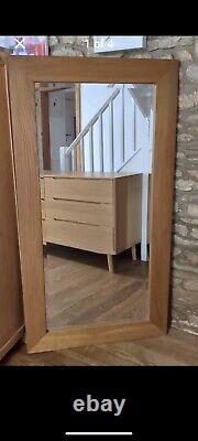 Natural Oak Finish Wood Frame Wall Mirror Full-Length Bevelled Glass 132x53cm