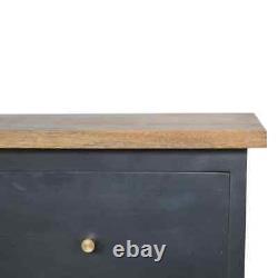 Nordic Bedside Table Black Cabinet Solid Wood Unit Scandinavian Stand Cline