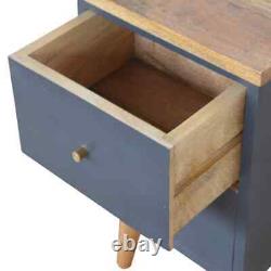 Nordic Bedside Table Black Cabinet Solid Wood Unit Scandinavian Stand Cline