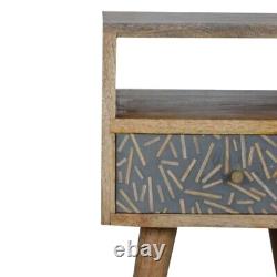 Nordic Style Mango Wood Mini Cement Chip Drawer Bedside Console in Oak Finish