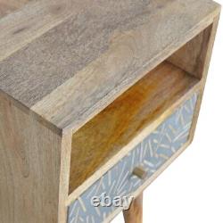 Nordic Style Mango Wood Mini Cement Chip Drawer Bedside Console in Oak Finish