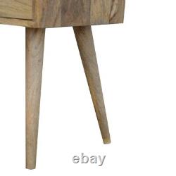Nordic Style Solid Mango Wood Mini Bedside Table Console in Oak Finish