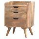 Nordic Syle Gallery Display Back Bedside Table 3 Drawers 100% Solid Wood Oak-ish