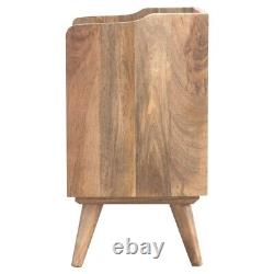 Nordic Syle Gallery Display Back Bedside Table 3 Drawers 100% Solid Wood Oak-Ish