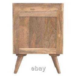 Nordic Syle Gallery Display Back Bedside Table 3 Drawers 100% Solid Wood Oak-Ish