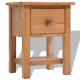 Oak Bedside Table Wood Nightstand Solid Wooden Drawer Storage Bedroom Brown