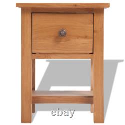 OAK Bedside Table Wood Nightstand Solid Wooden Drawer Storage Bedroom Brown