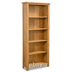 Oak Bookcase Wooden Books CD DVD Photo Frame Storage 5 Tier Wood Office Home