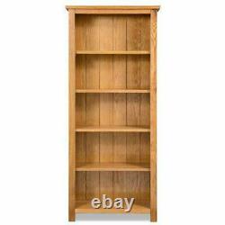 Oak Bookcase Wooden Books CD DVD Photo Frame Storage 5 Tier Wood Office Home