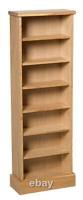 Oak CD Storage Rack Wooden Shelving Tower/Holder/Stand/Unit with 7 Shelves
