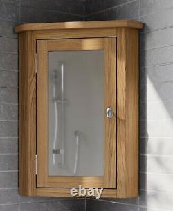 Oak Corner Bathroom Cabinet Wooden Wall Mounted Storage Mirror Cupboard/Unit