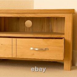 Oak Corner TV Stand Unit with Drawer Shelf Newlyn Solid Wood Furniture Cabinet