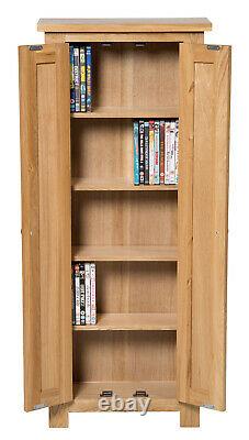 Oak DVD CD Storage Cabinet Solid Wood Cupboard/Rack/Tower/Unit with 5 Shelves