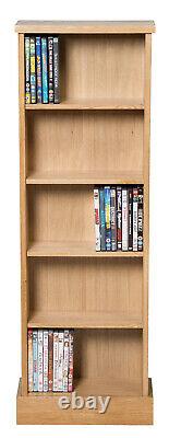 Oak DVD CD Storage Rack Wooden Shelving Tower/Holder/Stand/Unit with 5 Shelves