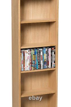 Oak DVD CD Storage Rack Wooden Shelving Tower/Holder/Stand/Unit with 5 Shelves