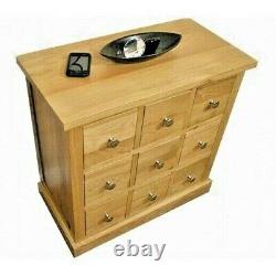 Oak DVD & CD Storage Unit With 9 Drawers Living Room Furniture COR17C