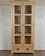 Oak Display Cabinet Solid 2 Doors 1 Drawer In Chunky Harrogate Natural
