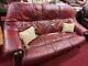 Oak Framed Red Leather Sofa (2202) Offer Price