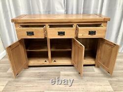 Oak Furniture Land 100% Solid Oak Sidebaord Cabinet Unit 3 Drawers 3 Cupboards