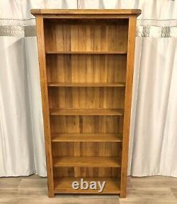 Oak Furniture Land 100% Solid Oak Tall Bookcase Unit 6 Shelves Rustic Range