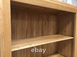 Oak Furniture Land 100% Solid Oak Tall Bookcase Unit Shelves Drawer Bevel Range