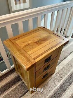 Oak Furniture Land Bedside Table 3 Drawers Solid with Dovetail Joints (RRP £215)