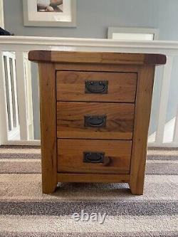 Oak Furniture Land Bedside Table 3 Drawers Solid with Dovetail Joints (RRP £215)