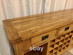 Oak Furniture Land Rustic Solid Oak Sidebaord Cabinet Unit Console Wine Rack