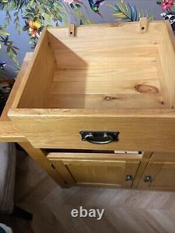 Oak Furniture Land Sideboard Solid Wood Small 2 Door+2 Drawer Storage USED