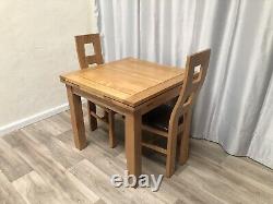 Oak Furniture Land Solid Oak Extendable Dining Table And 2 Solid Oak Chairs
