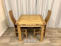 Oak Furniture Land Solid Oak Extendable Dining Table And 2 Solid Oak Chairs