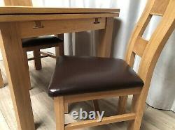 Oak Furniture Land Solid Oak Extendable Dining Table and 2 Solid Oak Chairs